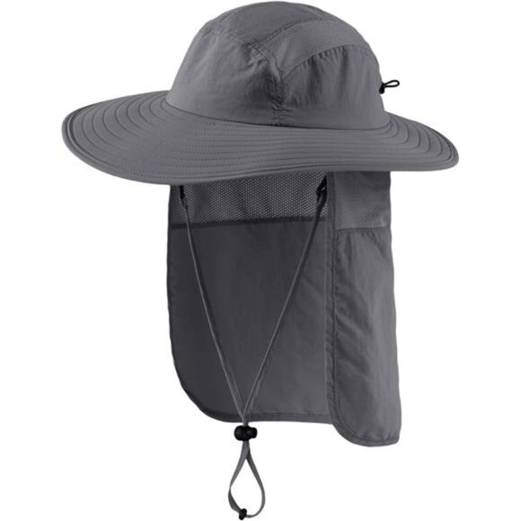 Mens UPF 50+ Sun Protection Cap Wide Brim Fishing Hat with Neck Flap Sun Hat - Picture 1 of 7